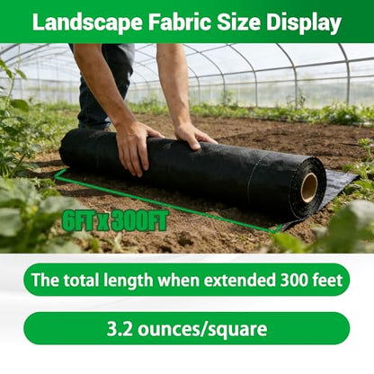 Weed Barrier Fabric Planting Cover - 6 x 300 FT Heavy Duty Landscape Fabric Ground Cover Block for Outdoor Planting - size: 6 x 300 FT
