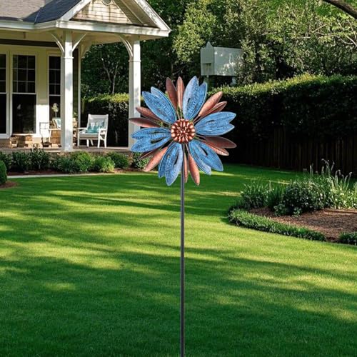 Wind Spinners Outdoor, Metal Kinetic Wind Sculpture Windmill Garden Decor - size: 4.26 ft