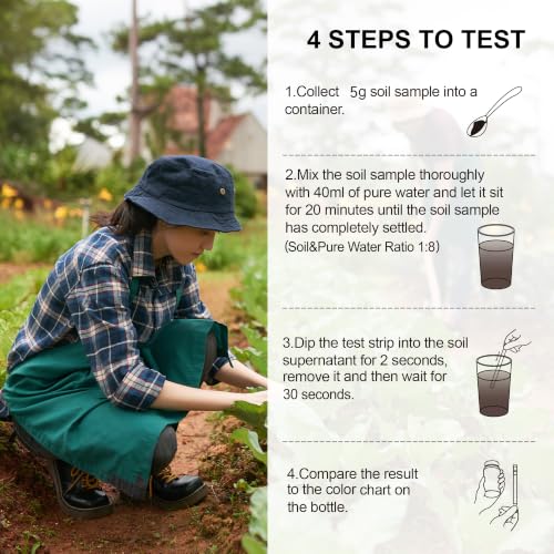HOVIRAN Soil Test Strips for Nitrogen, 125 Strips Home Soil Test Kit for Lawns Garden - color: Soil Nitrogen Test Strips