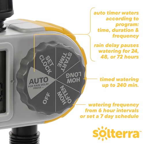 Solterra 28153 Single-Dial Two-Outlet Hose Timer, Gray
