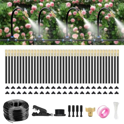 120FT Drip Irrigation System for Garden – Automatic Watering Kit with Solid Brass Metal Connectors, 360° Bendable Tubing &40 Adjustable Nozzles for Greenhouse, Lawn, Yard & Plants - size: 120 FT