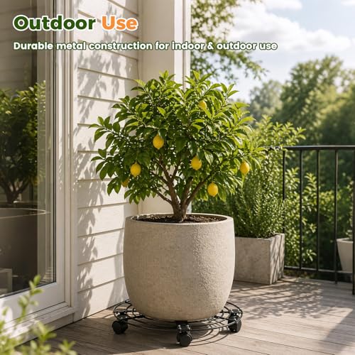 3 Packs 17.5" Extra-large Metal Plant Caddy with 6 Wheels Iron Rolling Plant Stands Heavy-duty Plant Roller Base Pot Movers Indoor Outdoor Wheeled Plant Dolly with Casters Planter Coaster Trolley - size: 17.5" - 3 packs