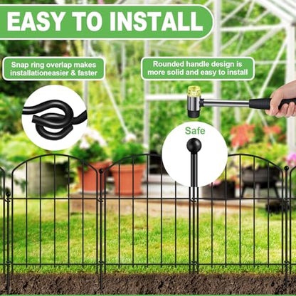 Decorative Garden Fence, 40-Pack Rustproof Animal Barrier, 17 in x 40 ft - size: 40 Panels-17in(H)x40ft(L)