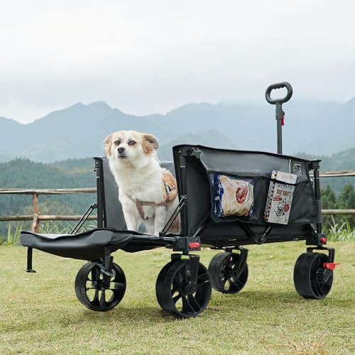 Timber Ridge 47" L Collapsible Folding Wagon with Tailgate & Brake, - color: Gray, size: 250L