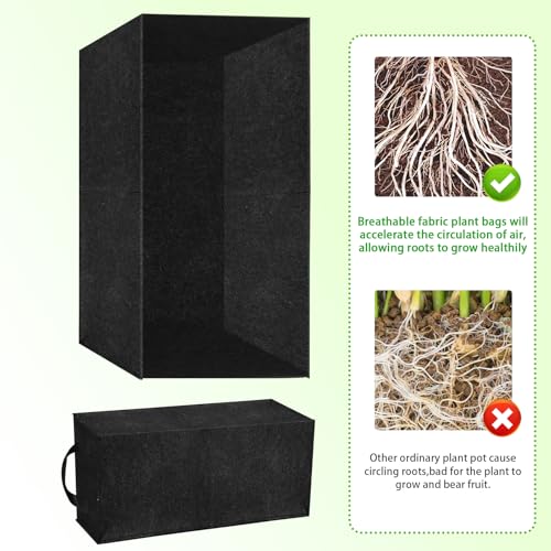 3 Pcs Plant Grow Bags Breathable Square Fabric Raised Garden Bed 9.5 Gal - size: 60x30x20cm-3 Pack