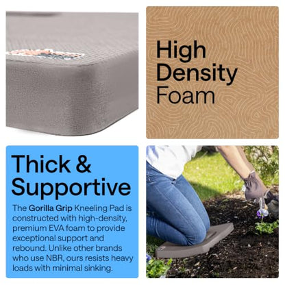 GORILLA GRIP® Extra Thick Foam Kneeling Pad for Gardening, 17.5x11 Gray - color: Gray