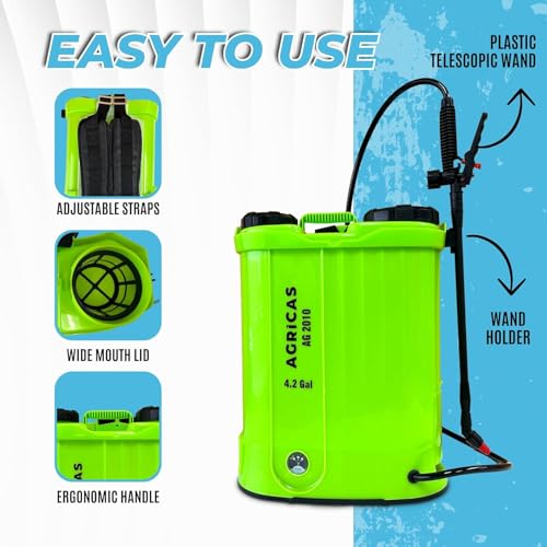 Battery Powered Backpack Sprayer 4.2 Gallon, Adjustable 0-100 PSI Pressure, Compatible with Makita 18V Battery, 7 Nozzles, Telescopic Wand, Charger Included, Electric Sprayer, Lawn & Garden Use - color: Model3-One Battery-4.2 Gal