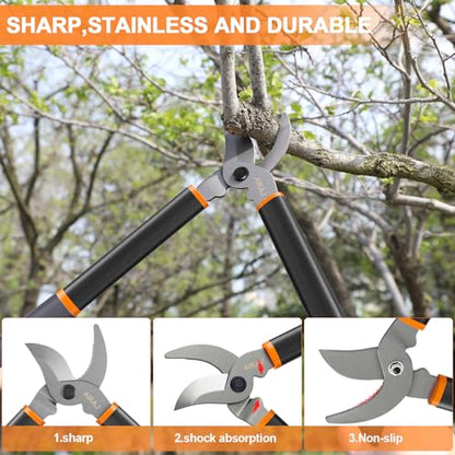 18" Bypass Loppers for Gardening,Tree Trimmer with 1.5" Cutting Capacity - size: 18''