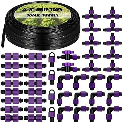 Tondiamo 1000',16 Mil 5/8" Drip Tape Kit with Fittings, 6" Spacing - size: 1000',16 Mil