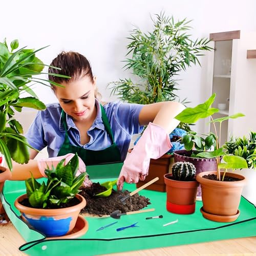 Waterproof Potting Mat Foldable Transplanting Mat for Indoor Plants Portable Gardening Tray Potting Soil Catcher (39in*39in)
