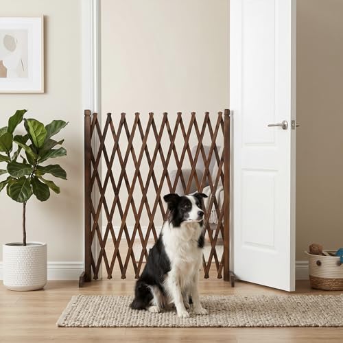MyGift Expandable Wood Garden Trellis Freestanding Lattice Brown