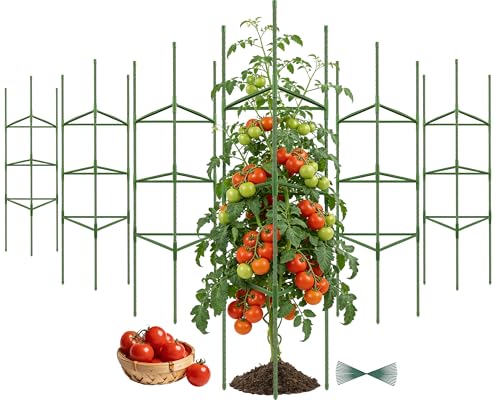 6 Pack 48 Inch Tomato Cages for Garden Plant Supports