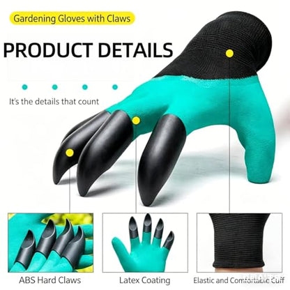 Garden Gloves With Claws One Size Ambidextrous finished Grip Durable Claw Tips for Digging Planting Weeding Yard Work