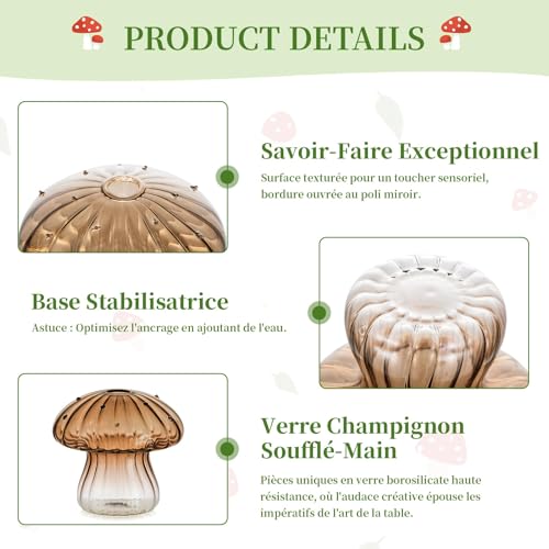Glasseam Mushroom Plant Propagation Station, 10 Pcs Glass Terrarium Jar - color: Amber, size: 10