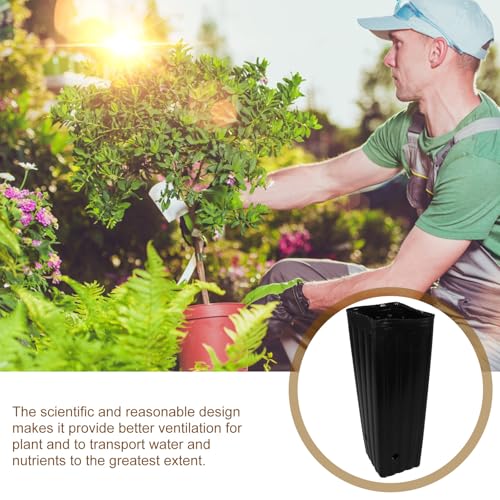 Sewroro 30 Pcs Plant Grow Bags Plastic Thickened Nursery Seedling Bags Gardening Planting Containers for Trees and Flowers