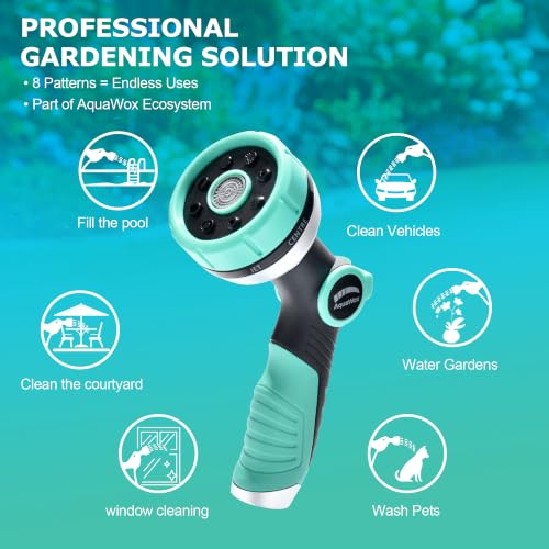 8-Pattern Watering Nozzle with Thumb Control & Soft TPU Handle Grip