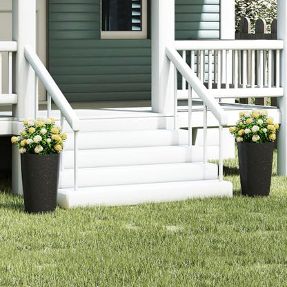 GIANTEX 21” Tall Round Plastic Planters Set of 2 w/Drainage System, Black - color: Black, size: 13"x13"x21"