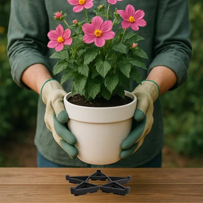 24pcs Plant Pot Feet for Indoor & Outdoor Planters, Triangle Flower Pot Risers Toes Planter Foot Pads Lifters Support for Better Drainage, Air Circulation, and Floor Protection (Black)