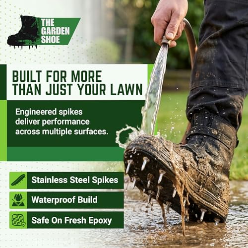 Mays Garden Shoe - Spiked Aerator Shoes | Adjustable Lawn Aerator Shoes for Grass, Soil, Garden, Epoxy Floors | Heavy Duty Stainless Steel Spikes | Yard & Grass Care Tool | Size 14 - size: Size 14