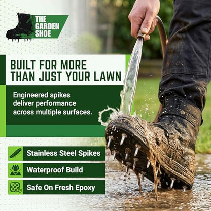 Mays Garden Shoe - Spiked Aerator Shoes | Adjustable Lawn Aerator Shoes for Grass, Soil, Garden, Epoxy Floors | Heavy Duty Stainless Steel Spikes | Yard & Grass Care Tool | Size 14 - size: Size 14
