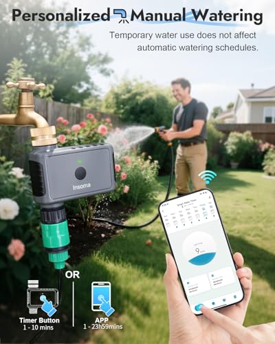WiFi Water Timer Brass Inlet, 1-Zone Smart Hose Faucet Timer App & Voice Control via 2.4GHz WiFi, Sprinkler Timers w/Auto/Manual/Rain Delay Modes for Garden/Lawn, Works with Alexa & Google Assistant - size: WiFi