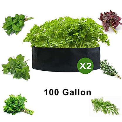 2-Pack 100 Gallon Large Non-Woven Grow Bags Reusable Thickened Durable Aeration Fabric Pot Black (100Gal_2Pcs) - color: 100gal_2pcs