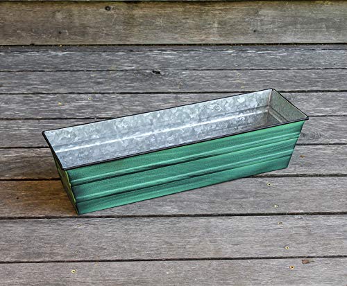 Achla Designs Galvanized Window Flower Box Planter-Green-Small (22" L x 6" W x 5" H) - color: Green, size: Small