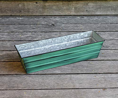 Achla Designs Galvanized Window Flower Box Planter-Green-Small (22" L x 6" W x 5" H) - color: Green, size: Small