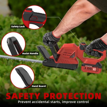21-in 21V Cordless Battery Powered Electric Hedge Trimmer Red - color: Red