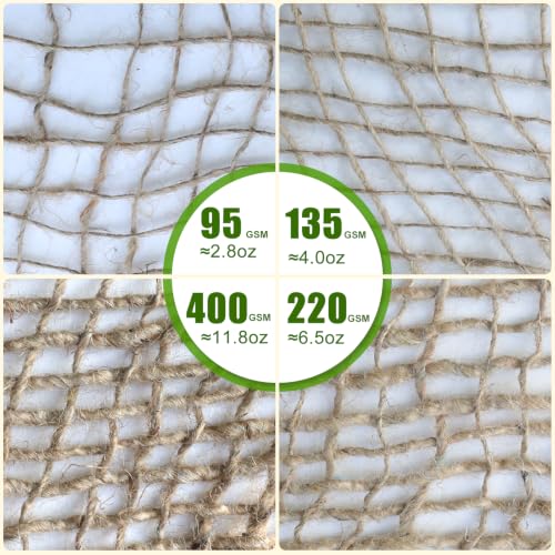 Agfabric 8ftx50ft Natural Jute Erosion Control Blanket, 6.5oz Medium Density Jute Garden Netting Mesh Blanket Soil Saver - 400 Sq.Ft.Coverage, 1 Burlap Roll - size: 8' x 50'