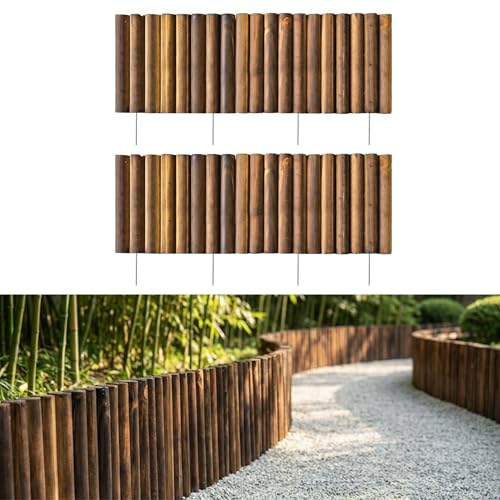LaLaGreen Wooden Garden Edging Border (30x12in, 2 Pack) Wood Fence Panels - size: 12" x 2 Pack