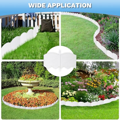 Vashly No-Dig 30Ft Landscape Edging, 6 Inch Tall Garden Edging Garden Edging Border, 30Pcs Flower Bed Edging Border with 30Pcs Stakes - color: White