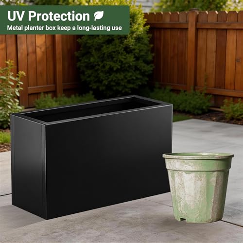 Metal Planter Box 30” x 12” x 16”, Tall Rectangle Planter Box - size: 30"L x 12"W x 16"H