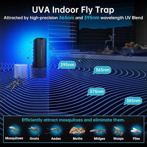 BURLAN Flying Insect Trap, Plug-in Fruit Fly Trap Indoor 9W Night UV Light - color: 1PC-Black