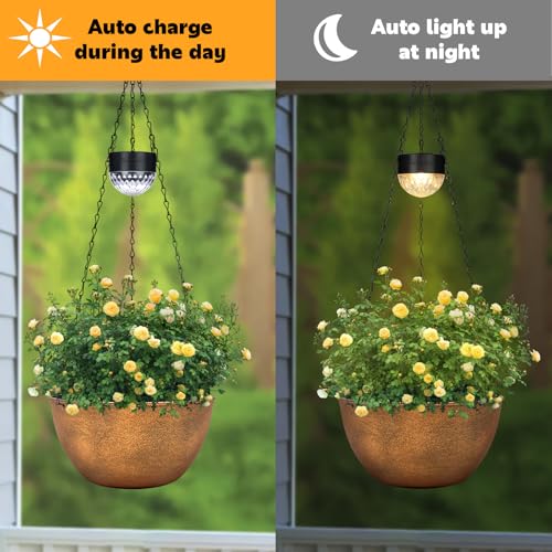 SUNNYPARK 2 Pack Solar Hanging Planters for Plants Outdoor - color: Bronze