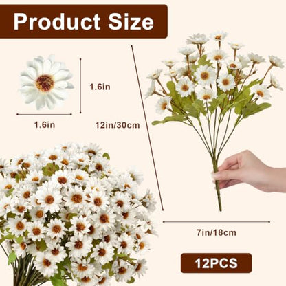 Fake Mums Artificial Fall Flowers for Outdoors Silk Daisy Bulk - color: White