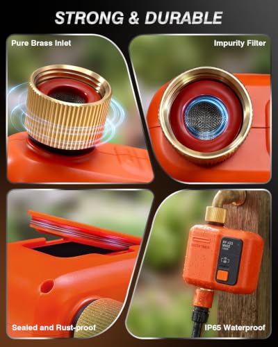 WiFi Water Timer for Garden Hose, Smart Sprinkler Timer with 984ft Long Range, Strong Wall Penetration, APP & Remote Control, Voice Control, Rain Delay, Manual Mode, Watering System - size: 1 Outlet- Brass