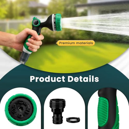 Garden Hose Nozzle,Water Hose Sprayer Thumb Control with 10 Spray Patterns - color: Green