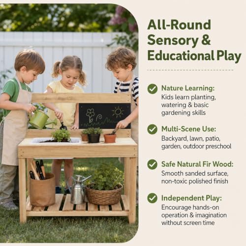 Kids Wooden Potting Bench Mud Kitchen,Children Gardening Table