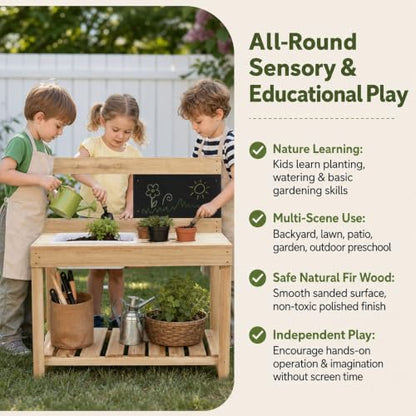 Kids Wooden Potting Bench Mud Kitchen,Children Gardening Table