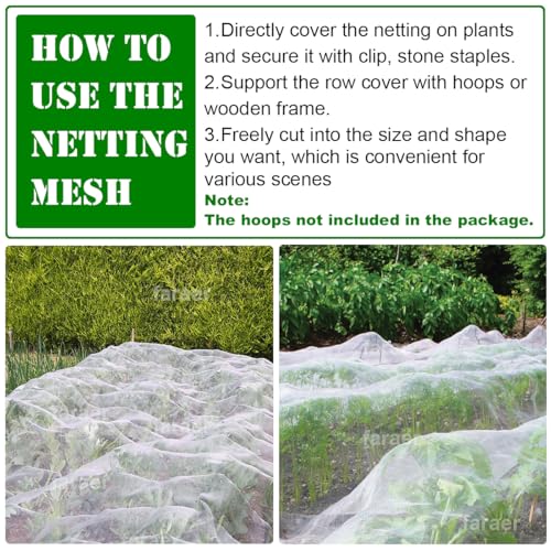 Garden Netting for Raised Beds, 4x10ft Insect Netting - size: 4x10ft Reinforced Netting