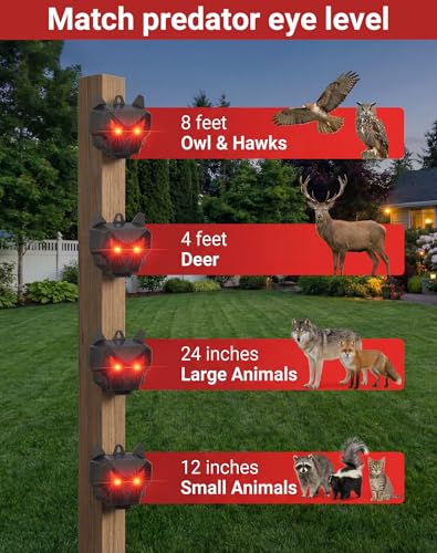 2 Pack Solar Nocturnal Animal Repeller with Dual Lights, Humane Coyote Deterrent, Racoon Repellent Outdoor for Fox, Deer & Skunk, Waterproof Predator Lights for Chicken Coop, Farm & Garden