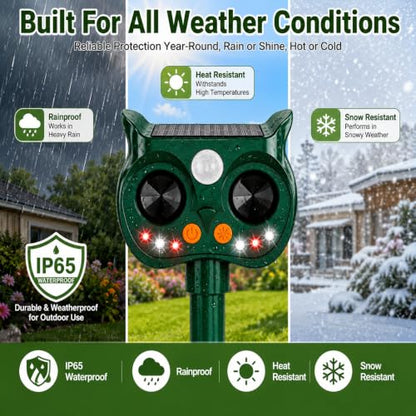 2Pack Solar Animal Repeller Outdoor, Sonic Fortress Pro Deer Repellent