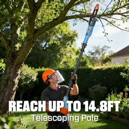 SENIX 8A Corded Electric Pole Saw | 8-Inch Cutting Bar & 14.8ft Max Reach Telescoping Pole, Lightweight Branch Cutter for Effortless Tree Trimming and Pruning - style: 8A Electric Saw