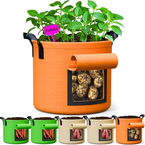 7 Gallon Potato Grow Bags: 6Pack Garden Bags with Flap for Growing Potatoes - size: 7 Gallon
