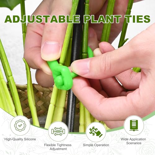 M METERXITY 4-Pack Adjustable Plant Ties, 18inch/45.72cm Silicone Flexible Multi-Function Sturdy Garden Twist Tie for Plant Support/Tree/Shrub/Vine, Reusable Support Twine [Green] - color: Green, size: 18inch/45.72cm