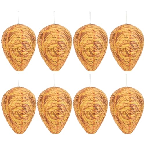 DECYOOL 8 Pack Paper Fake Wasp Nests Decoys for Yellow Jackets - color: Orange