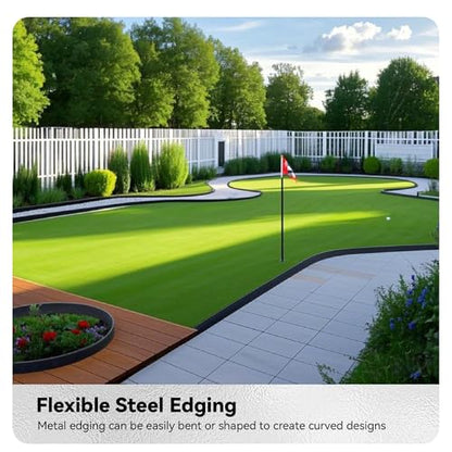 Worth Galvanized Steel Landscape Edging 10" x25' Metal Garden Edging Roll Flexible Bender Border with 8Pcs Stakes for Lawn, Flower Bed Edges, Black - color: Black, style: 10"x25'