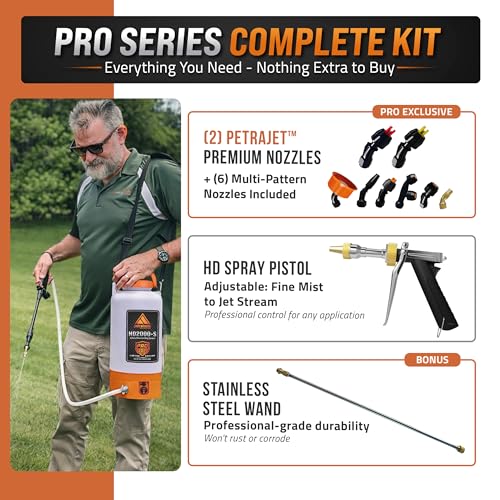 PetraTools HD2000-S Battery Powered Garden Sprayer 2 Gallon 9 Spray Nozzles - size: 2 Gallon Pro Series