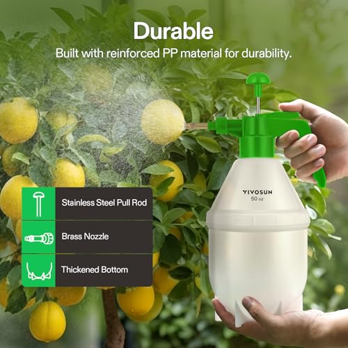 VIVOSUN 50oz Pump Sprayer, Handheld Garden Water Sprayer Bottle - color: Green, size: 50oz
